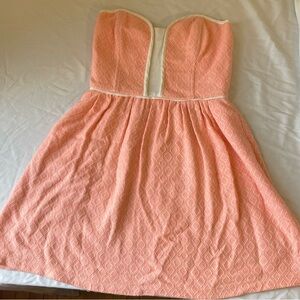 Ella Moss Size Small Pink and beige Geometric Strapless Dress